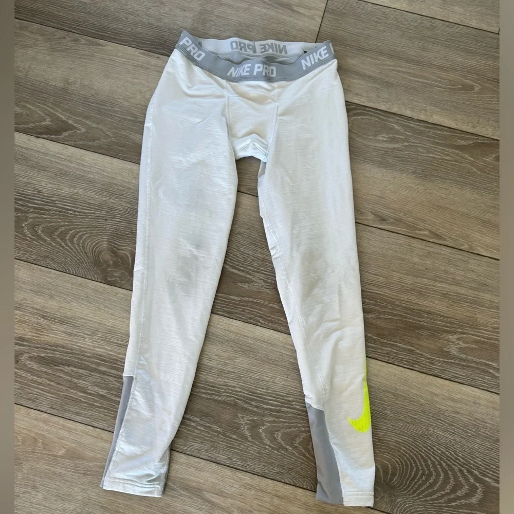 Nike pro spandex tight white full length